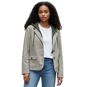 Sag Harbor Plaid Cotton Blend Hoodie Jacket
